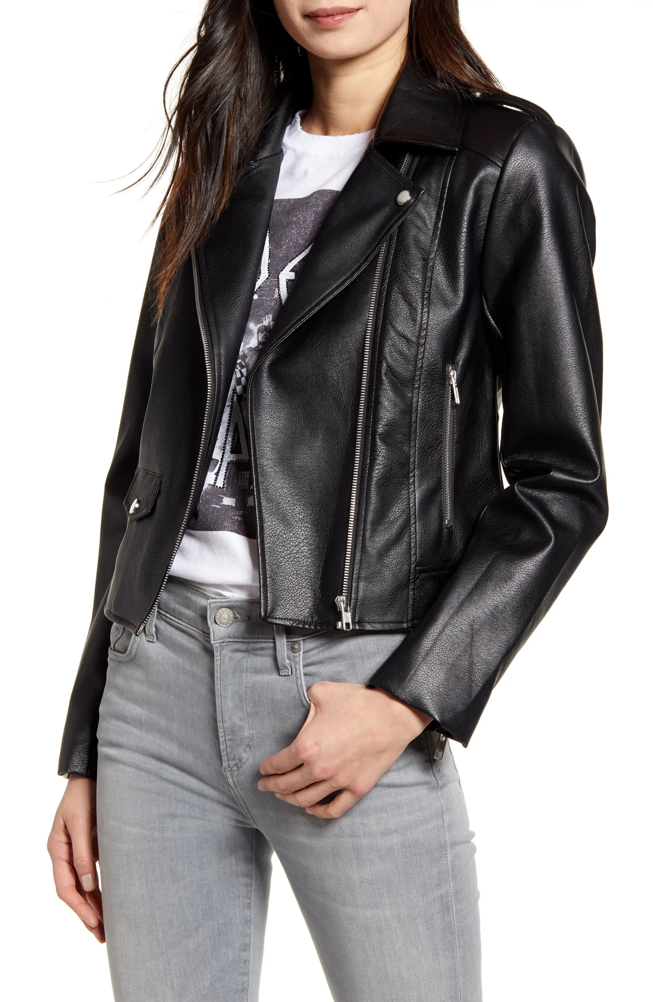 cupcakes and cashmere Roxy Faux Leather Moto Jacket at Nordstrom Rack | Nordstrom Rack