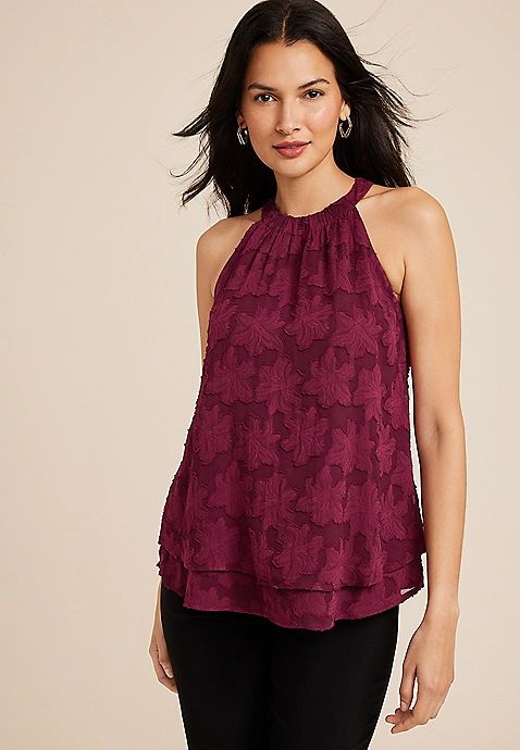 Jacquard Floral Swing Tank Top | Maurices