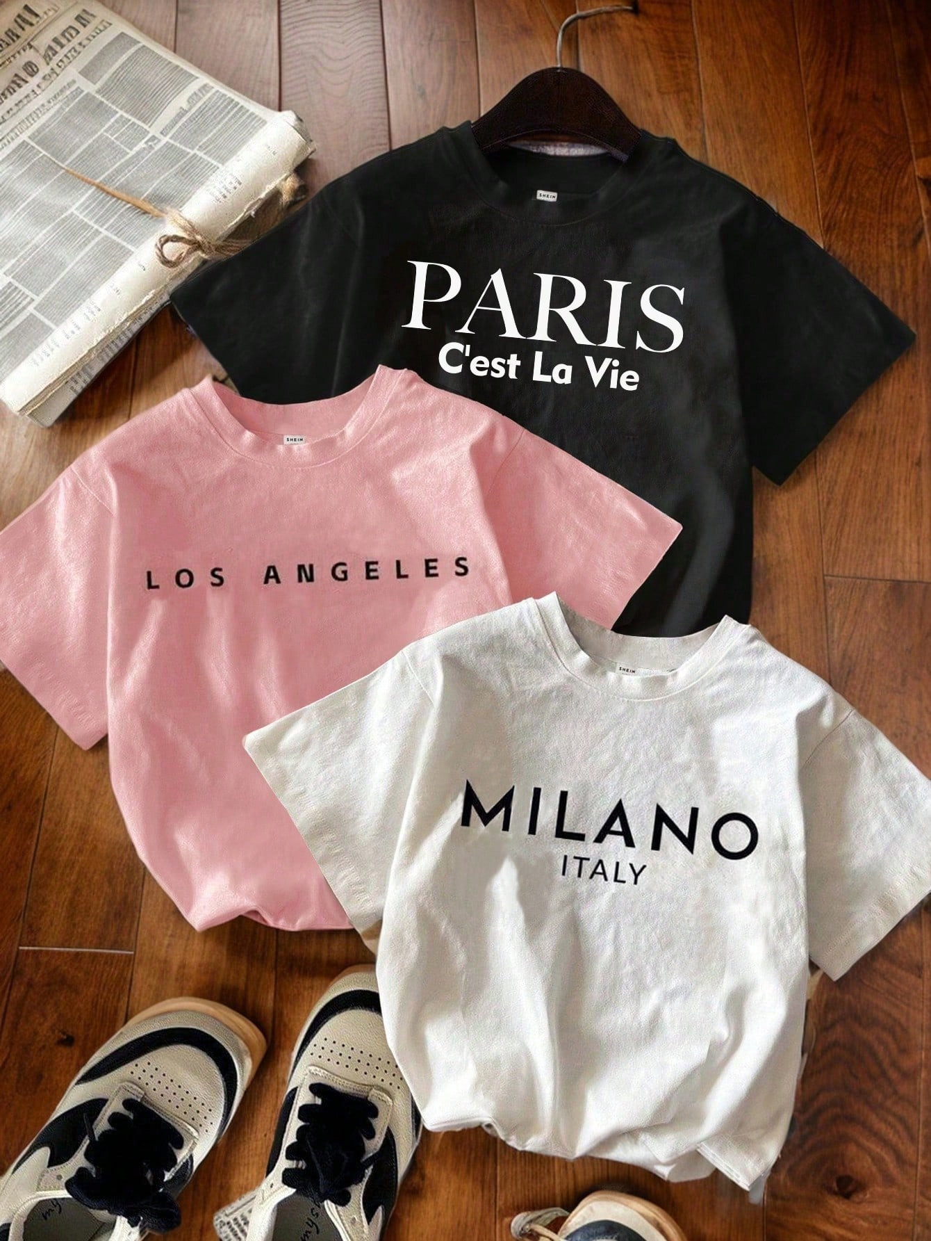 Trends3pcs Set Young Girl Simple Fresh Letter Print T-Shirts, Summer | SHEIN