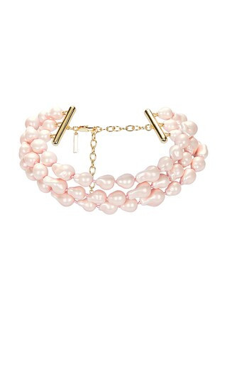 Lele Sadoughi Diana Triple Row Pearl Necklace in Rosé in Rose. | Revolve Clothing (Global)