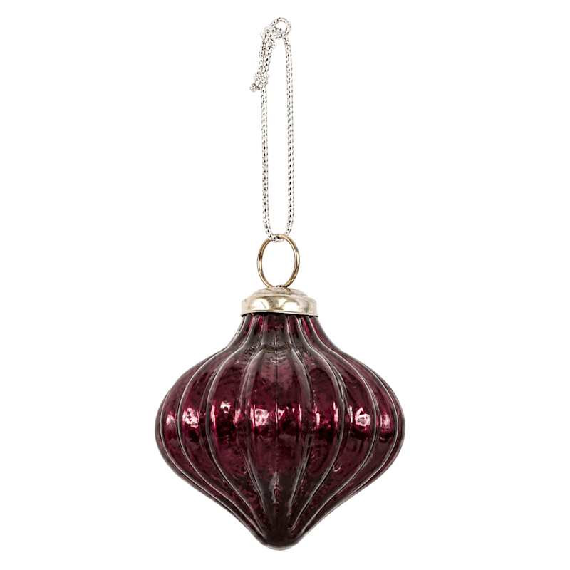 Burgundy Glass Onion Ornament, 3", Red, sold by At Home | At Home