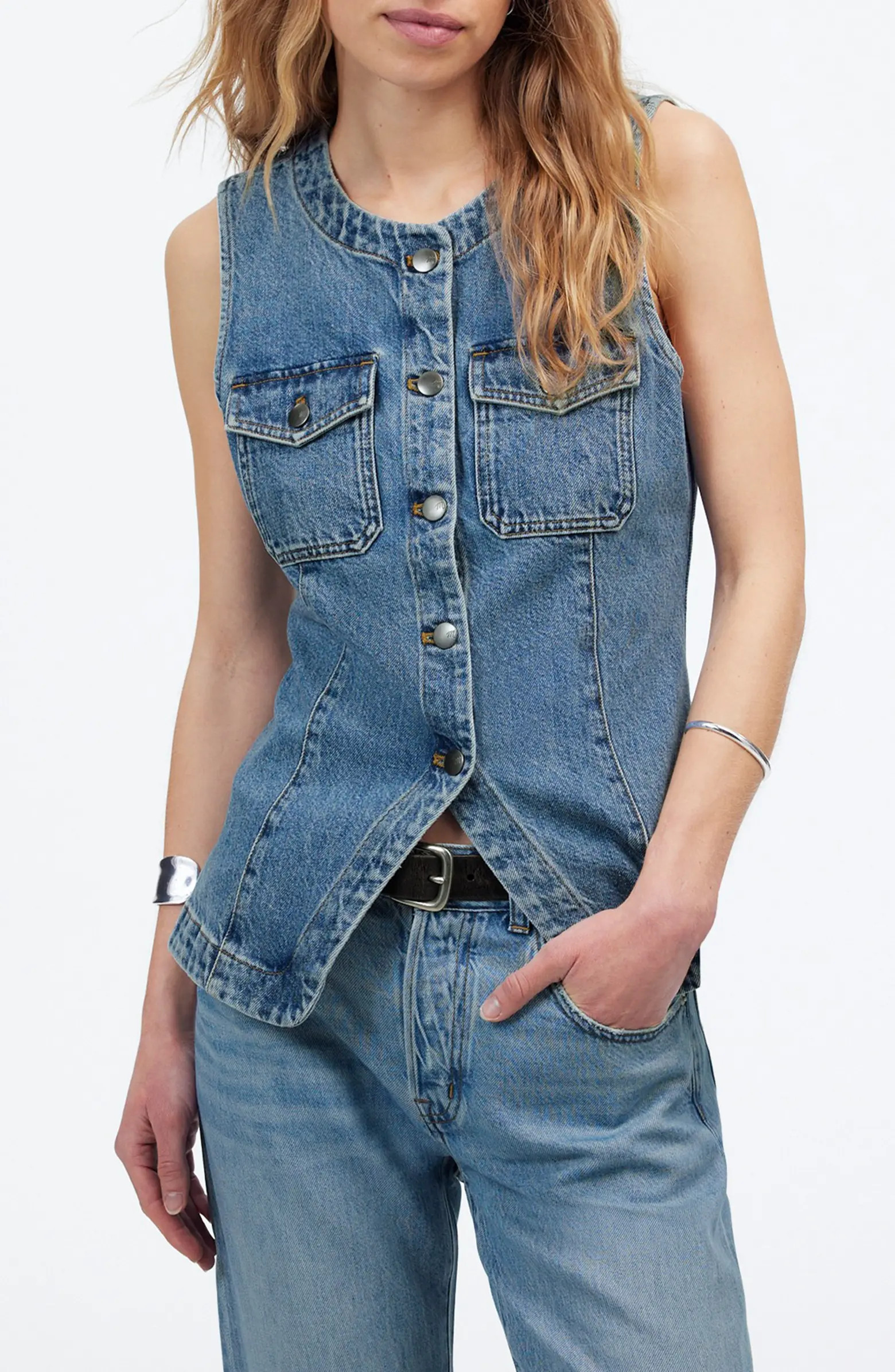 Madewell Denim High Crewneck Vest | Nordstromrack | Nordstrom Rack