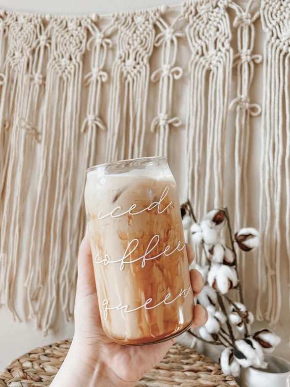 Iced Coffee Queen Glass Can  Iced Coffee Queen Cup  Glass | Etsy | Etsy (US)