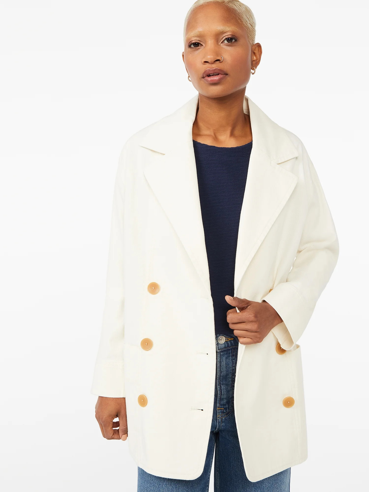 Free Assembly Women's Cotton Peacoat - Walmart.com | Walmart (US)