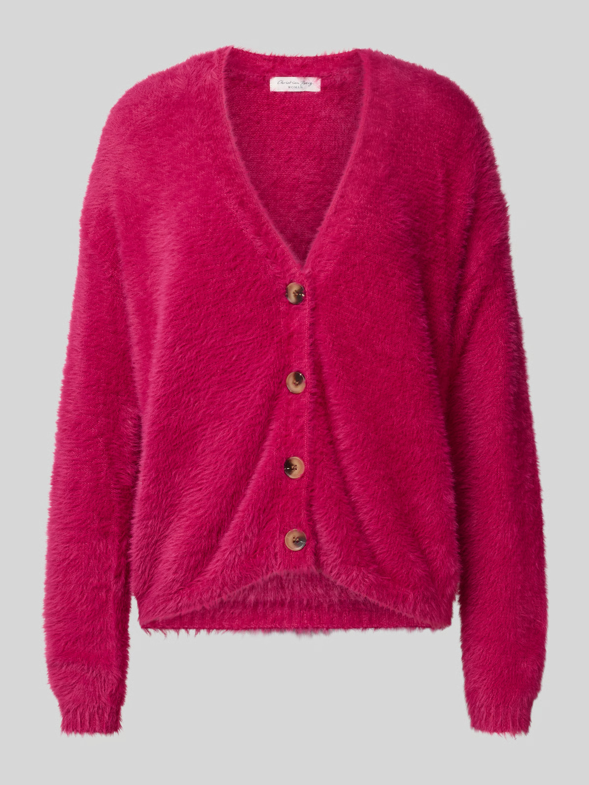 Gebreide cardigan met V-hals in fuchsia | Peek & Cloppenburg NL