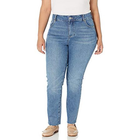 Jag Jeans Women s Plus Size Stella High Rise Straight Jean Hudson Blue 22W | Walmart (US)
