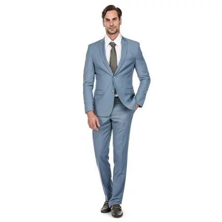 Porto Filo Men's 2 Piece Baby Blue Slim Fit Suit | Walmart (US)