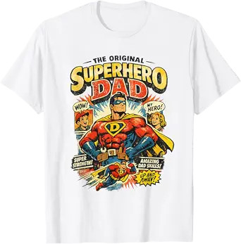 The Original Superhero Dad Vintage Comic Graphic T-Shirt | Amazon (US)