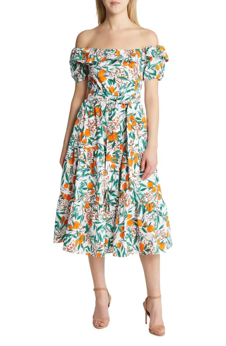 Orange Blossom Off the Shoulder Stretch Cotton Dress | Nordstrom
