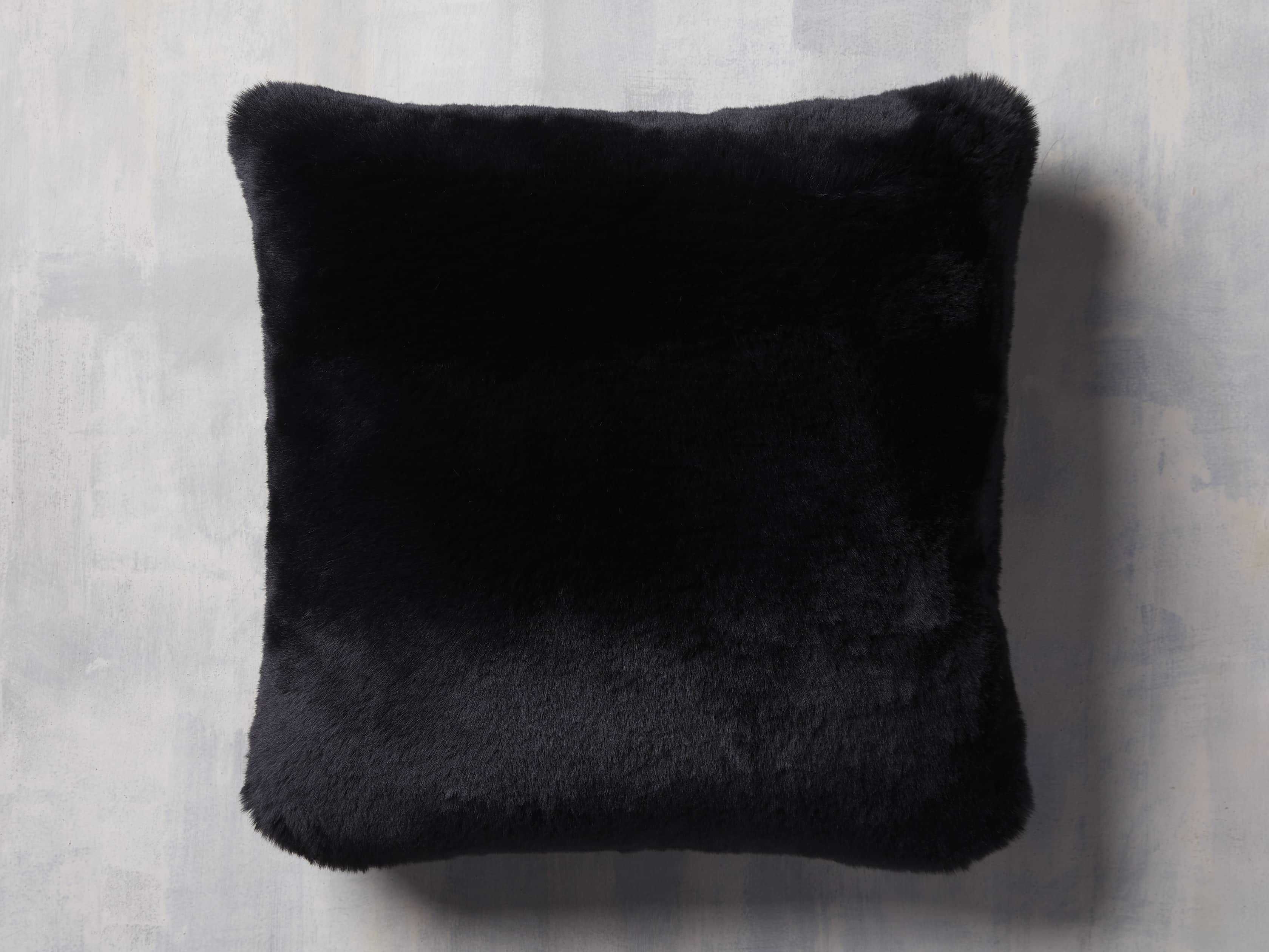 Faux Fur Rabbit Pillow Cover in Black | Arhaus