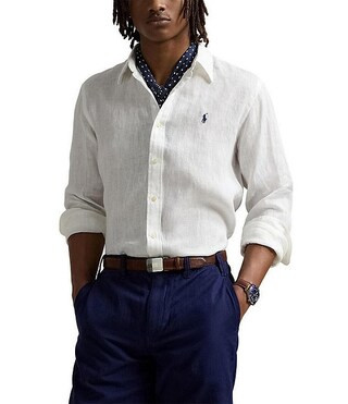 Piece Dye Linen Long Sleeve Woven Shirt | Dillard's
