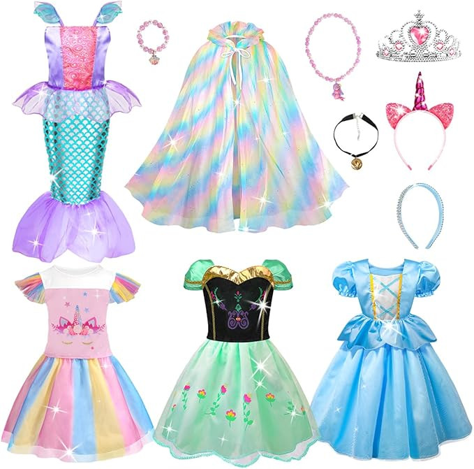 Meland Princess Dress Up - Princess Dress for Girls with Princess Toys, Christmas Birthday Gift f... | Amazon (US)