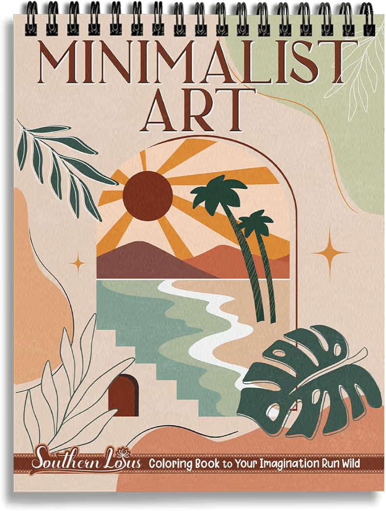 Minimalist Art Coloring Book Spiral Bound with Basic Abstract Design Aesthetic Shapes Simplicity ... | Amazon (US)