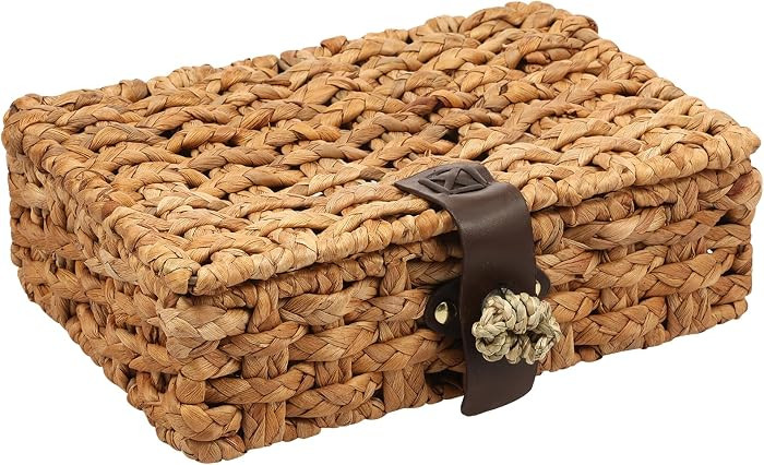 Large Water Hyacinth Baskets for Organizing, Wicker Storage Basket with Lid, Gourd Grass Multipur... | Amazon (CA)