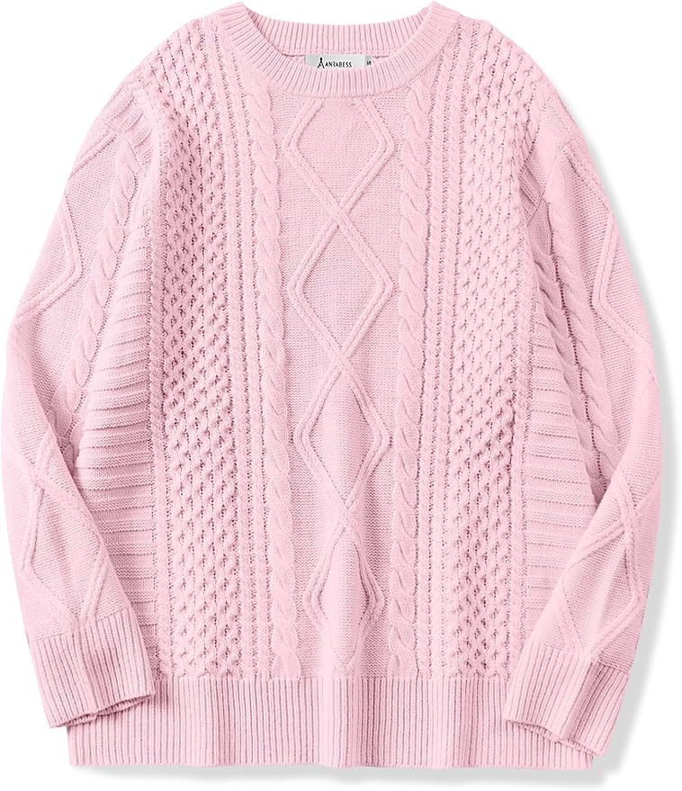 ANRABESS Sweaters for Women Oversized Cable Knit Fall Long Sleeve Crewneck Casual Pullover Sweate... | Amazon (US)