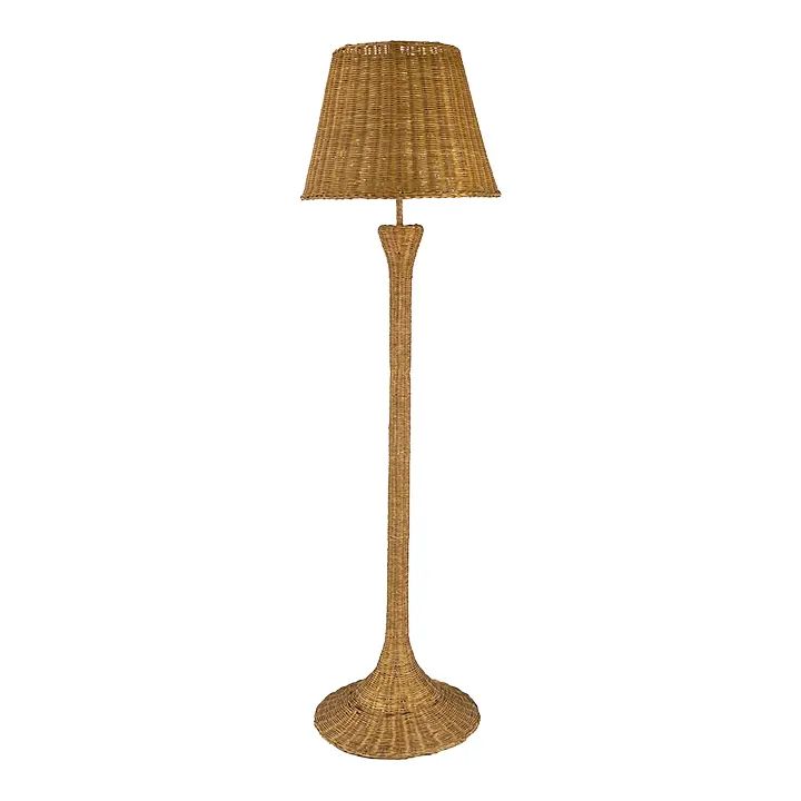 1970s Natural Wicker Floor Lamp With Wicker Shade | Chairish