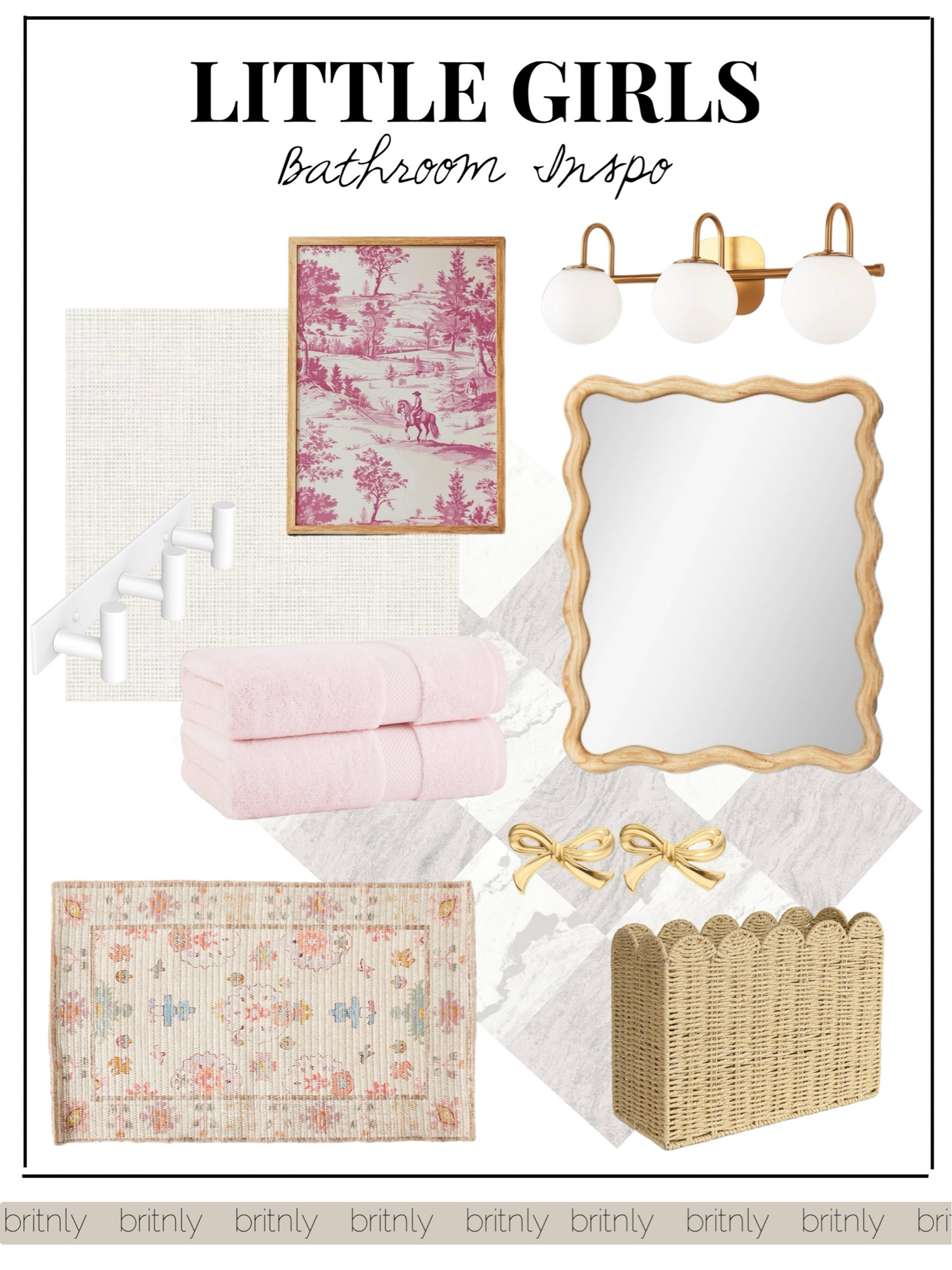 Bath Reno in production for my daughter’s room. This is one of the inspos. 

Bathroom inspo | girls bathroom | scalloped | bows home 