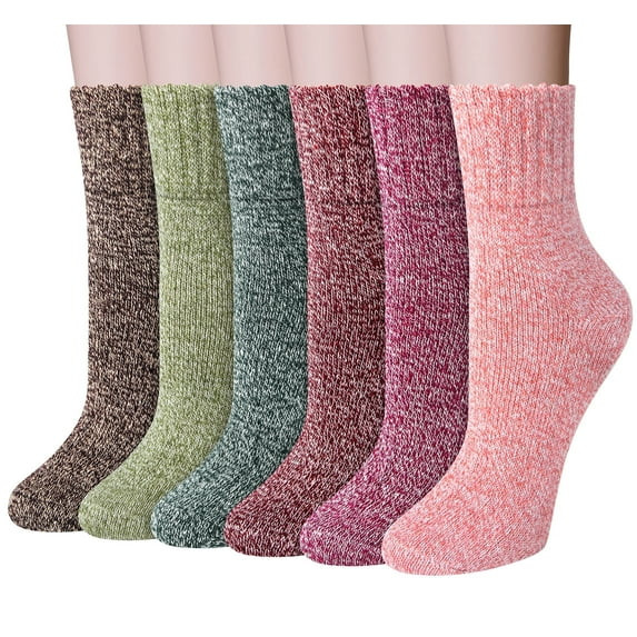 Loritta 6 Pairs Women Wool Socks Thick Knit Warm Winter Socks for Women Gifts Size 5-9 | Walmart (US)