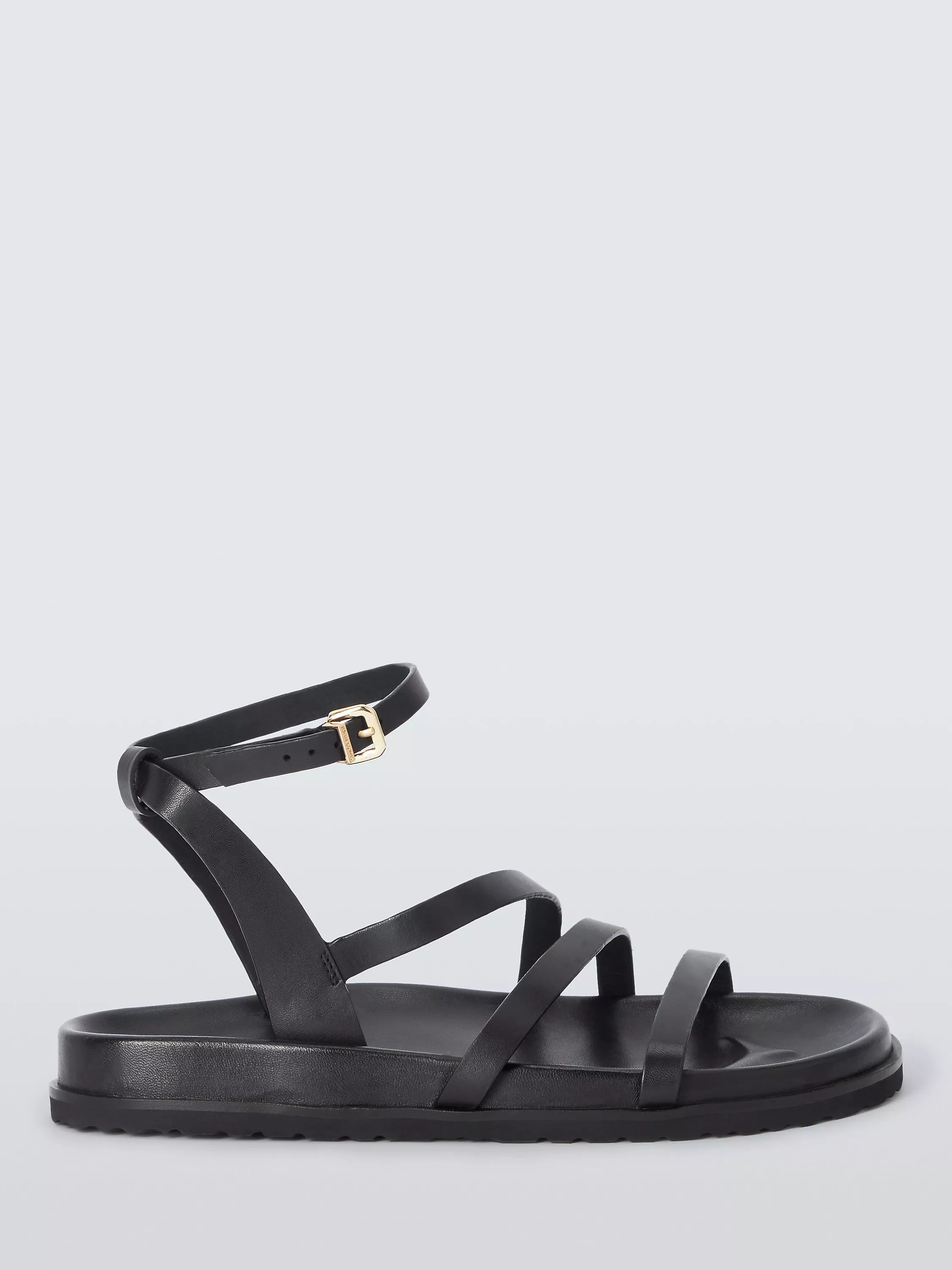 John LewisLama Leather Strappy Footbed Sandals, Black | John Lewis (UK)