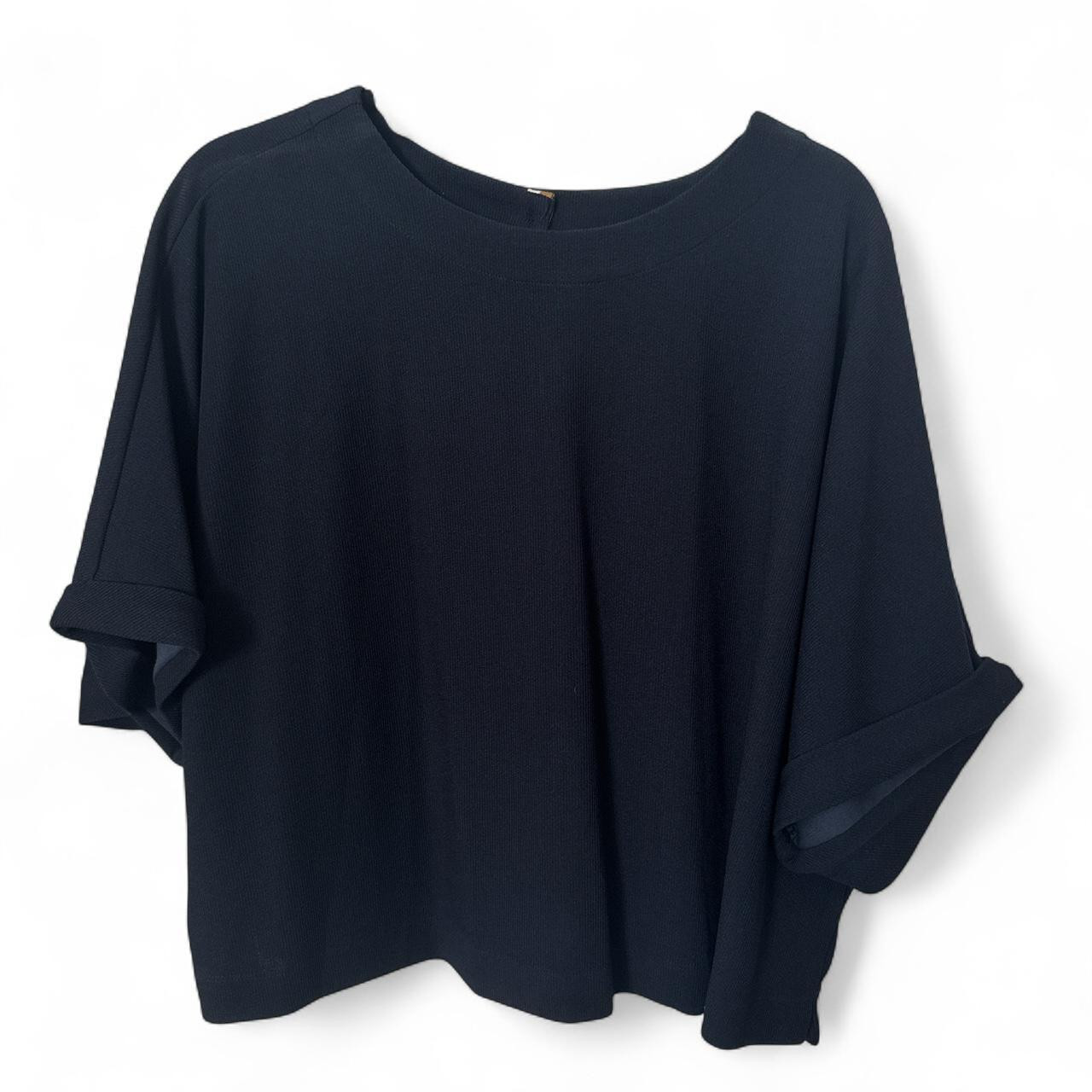 Navy blue blouse with wide loose sleeve #blouse... | Depop | Depop US