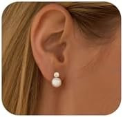 WFYOU Pearl Earrings for Women 925 Sterling Silver Earring 14K Gold Plated Pearls Stud Earrings f... | Amazon (US)