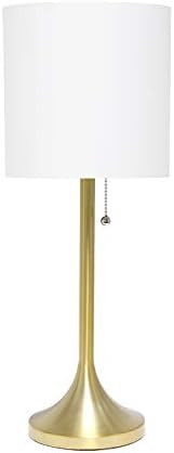 Simple Designs LT1076-GDW Tapered Fabric Drum Shade Table Lamp, Gold/White | Amazon (US)