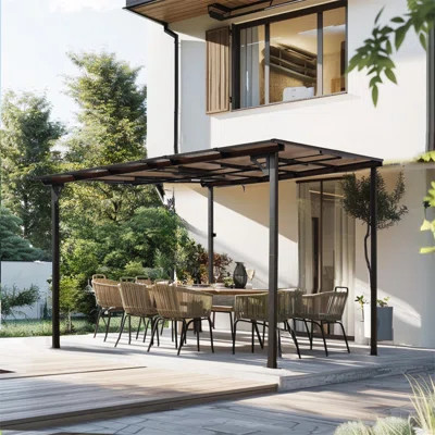 10' Outdoor Pergola Gazebo,Wall-Mounted Lean To Metal Awning Gazebo With Roof,Large Heavy Duty For Patio,Decks,Backyard | Wayfair North America