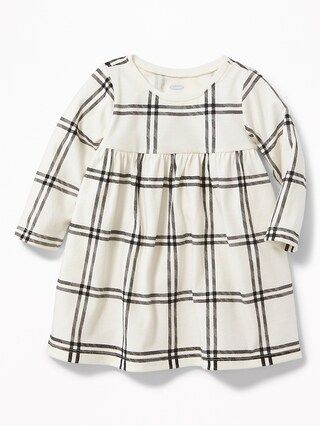 Old Navy Baby Patterned Jersey Babydoll Dress For Baby White Plaid Size 0-3 M | Old Navy US