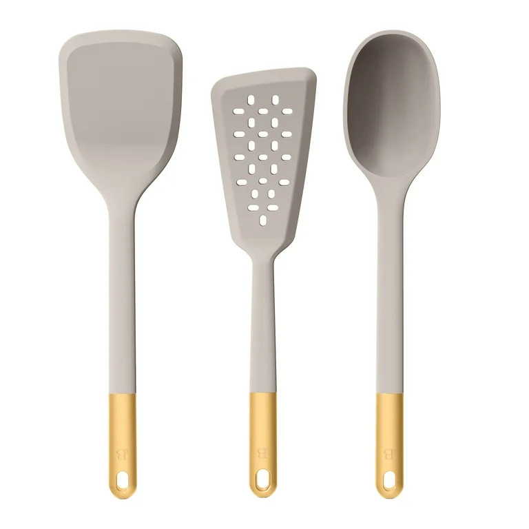 Beautiful 3-Piece Silicone Kitchen Utensil Tool Set, Porcini Taupe by Drew Barrymore | Walmart (US)