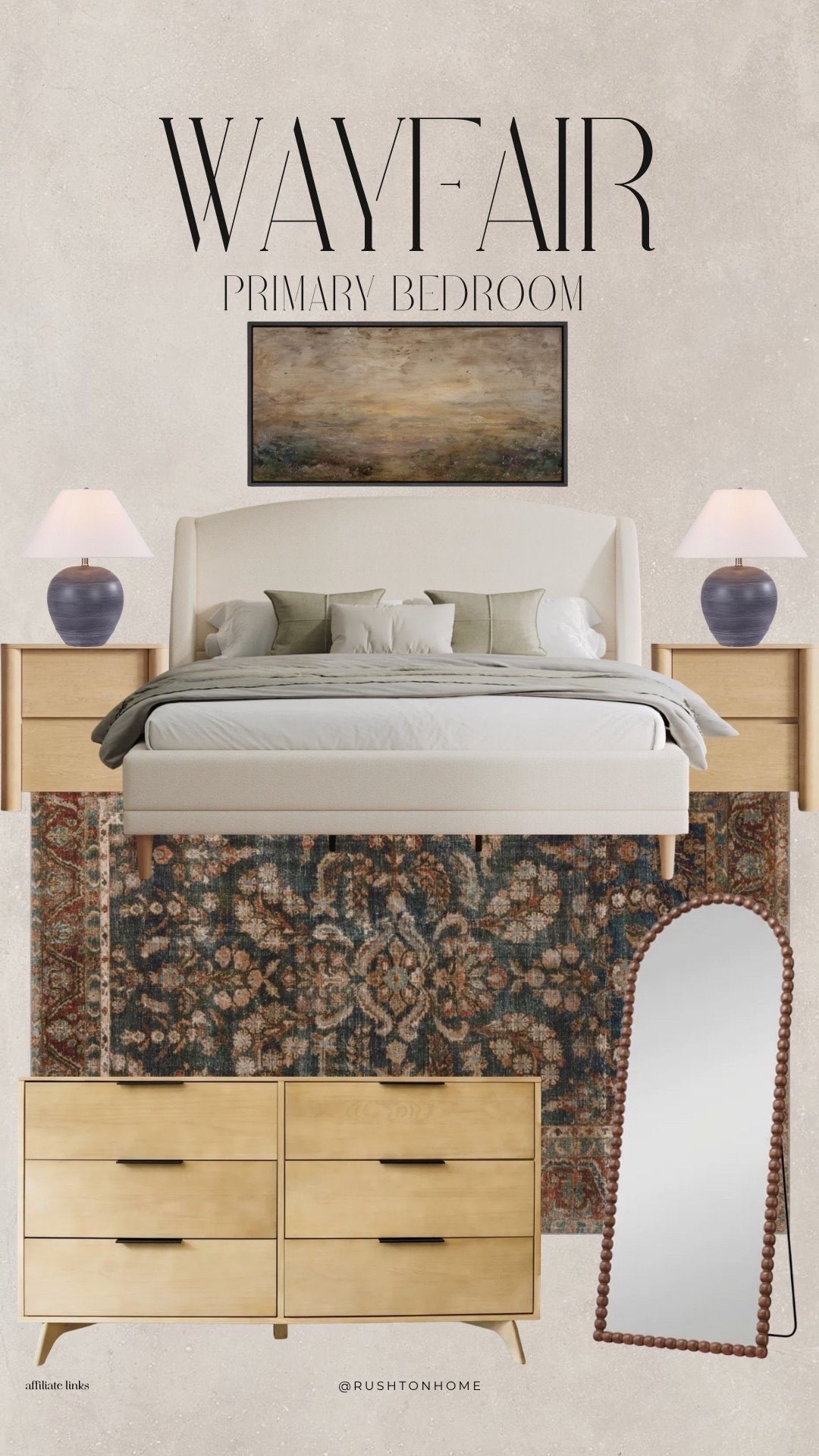 Creating a bedroom that feels calm, cozy, and timeless will always be my favorite kind of design. 🤎

I love how this space layers warm wood tones, soft neutrals, and classic details to create a room that feels both elevated and inviting. From the upholstered bed to the vintage-inspired rug and beautiful accent pieces, every detail works together to make the space feel like a true retreat.

These are the kinds of pieces that won’t go out of style and make your bedroom feel effortlessly collected for years to come.

#LTKHome #LTKmomlife #LTKdayinmylife