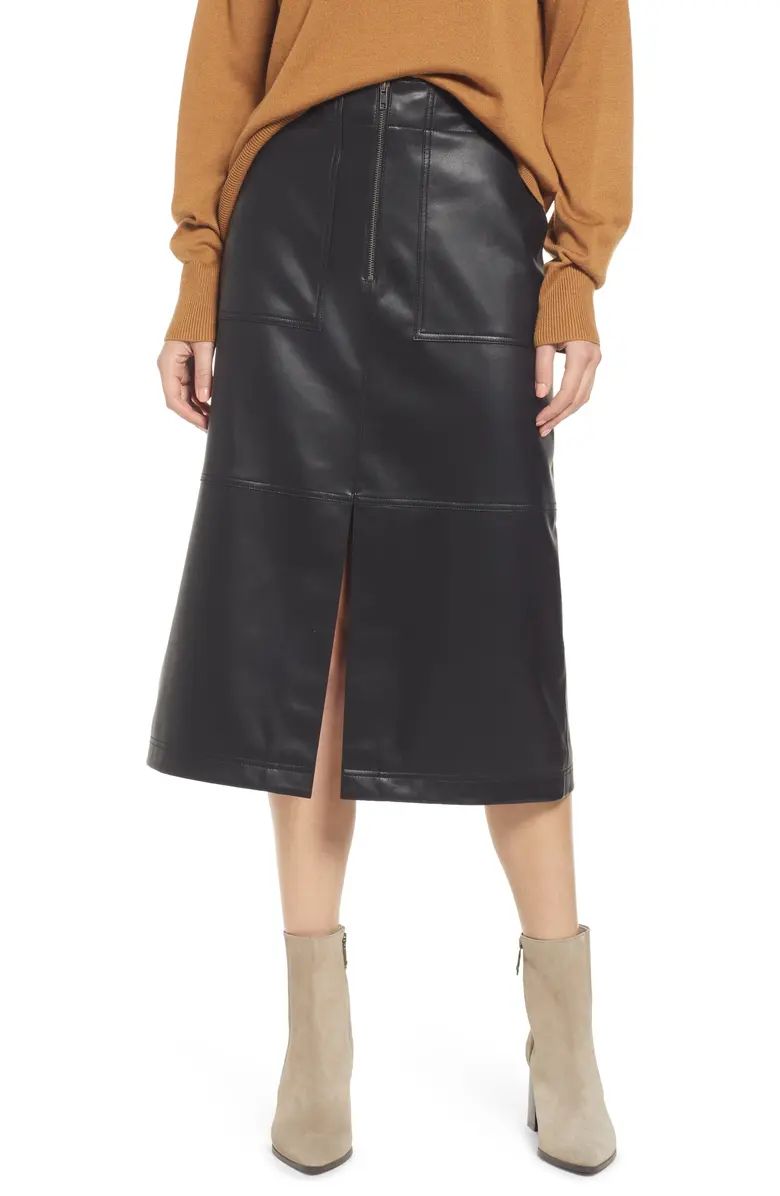 Stitch Detail Faux Leather Skirt | Nordstrom
