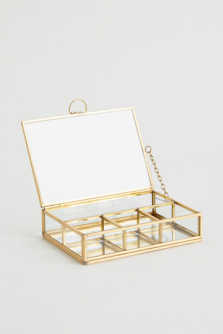 H & M - Clear Glass Jewelry Box - Gold | H&M (US + CA)