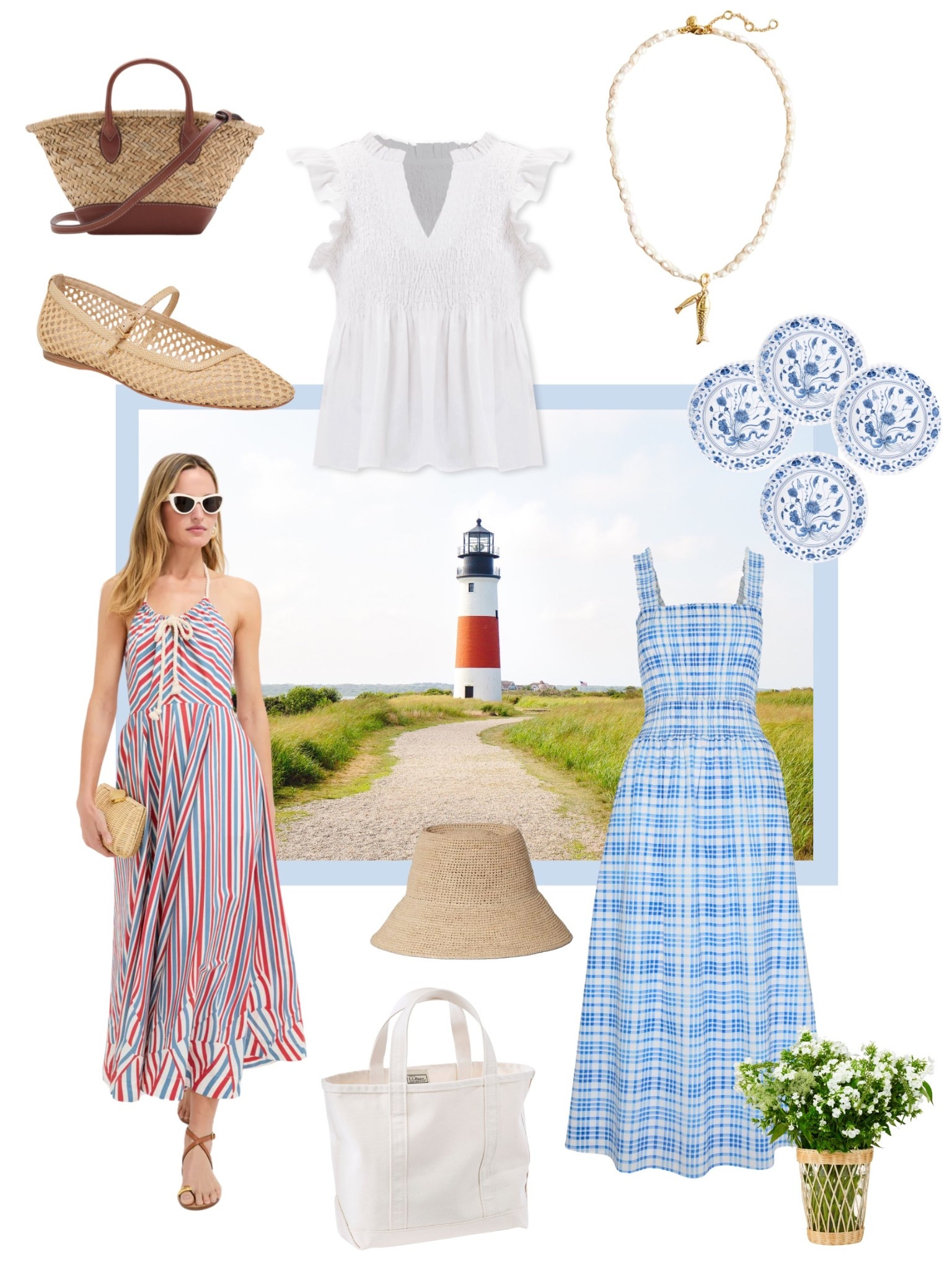 Nantucket mornings and salty breezes 🌾 There’s something so nostalgic about a crisp white top, a breeze sundress, and the scent of sunscreen lingering in the air. Whether you’re heading to the farmers’ market, strolling the docks, or hosting a backyard clambake, these pieces carry you through it all in effortless coastal style.
🧺 Striped and plaid dresses
👒 Easy hats + Classic boat totes
🌿 Home touches that feel like a New England summer

Tap to bring that windswept lighthouse feeling home. 

#LTKSeasonal #LTKStyleTip #LTKSummerEdit