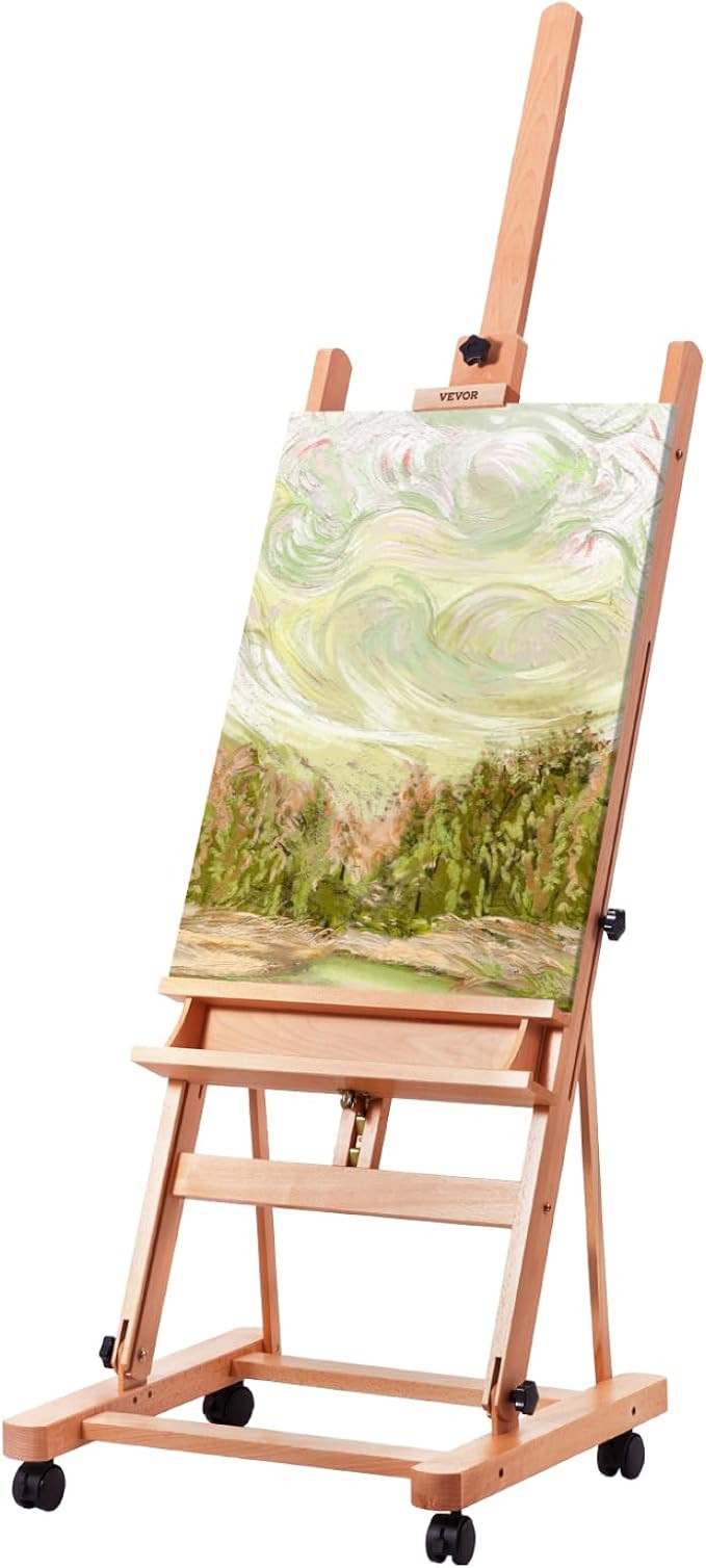 VEVOR Studio H-Frame Easel, Holds Canvas Art up to 48", Beechwood Artists Easel for Painting with... | Amazon (US)