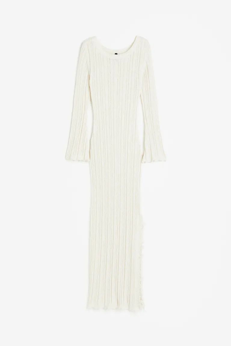 Frayed-edge rib-knit dress | H&M (UK, MY, IN, SG, PH, TW, HK)