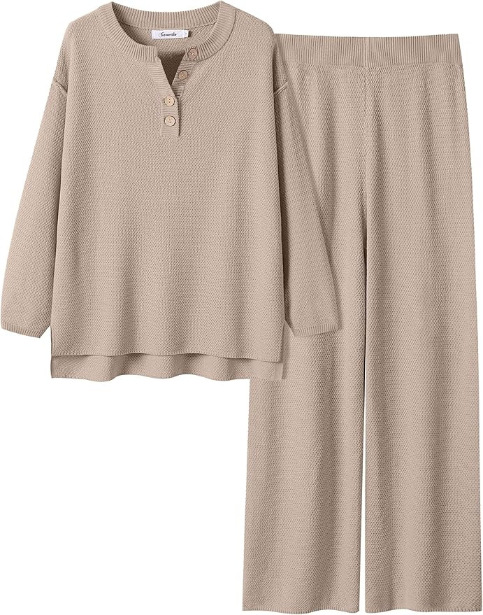 ANRABESS Women 2 Piece Outfits Oversized Loose Waffle Knit Sweater Set 2025 Fall Trendy Matching ... | Amazon (US)