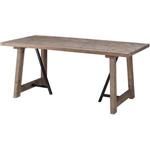 Connexion Decor Millway Reclaimed Fir Wood Dining Table in White Wash/Black | Homesquare