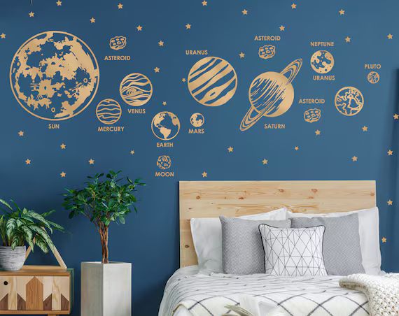 Space Wall Decal Planets Solar System Vinyl Wall Decals | Etsy | Etsy (US)