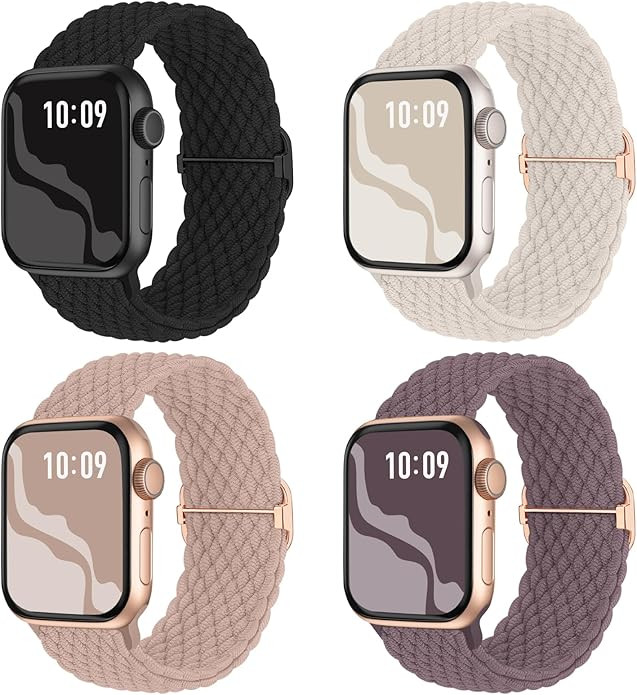 Braided Stretchy Solo Loop Compatible for Apple Watch Band 38mm 40mm 41mm 42mm 44mm 45mm 49mm for Women Men, Nylon Elastic Straps Wristbands for iWatch Series 9 8 7 6 SE 5 4 3 2 1 Ultra Ultra 2 | Amazon (US)