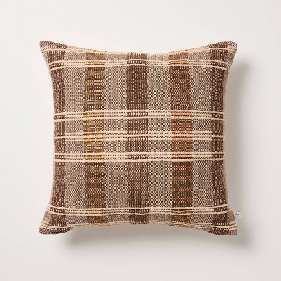 18"x18" Stripe Square Toss Pillow Brown/Tan - Hearth & Hand™ with Magnolia | Target