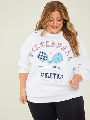 Pickleball Athletics Oversized Sweatshirt in White | Arula | Arula