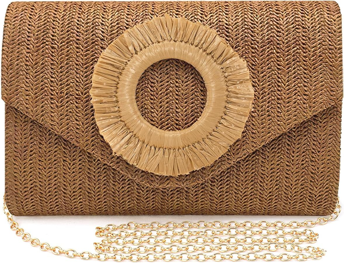 Peicees Straw Clutch Purse for Women, Crossbody Shoulder Bag Summer Beach Vacation Woven Evening ... | Amazon (US)
