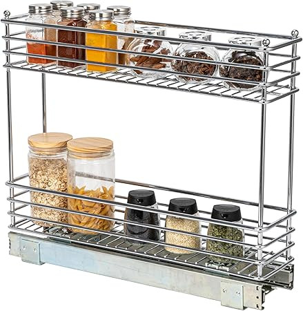 Household Essentials Chrome 2-Tier Sliding Cabinet Organizer, 5" | Amazon (US)