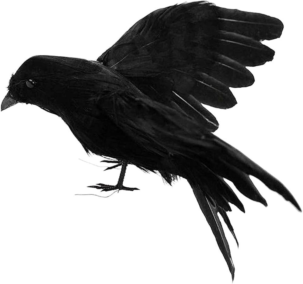 LWINGFLYER 5.9" Black Feathered Crows Realistic Raven Handmade Artificial Birds Halloween Prop De... | Amazon (US)