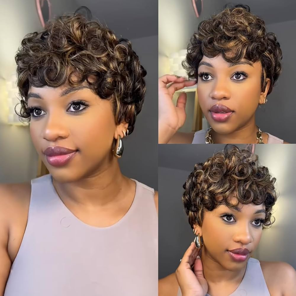 Pixie Cut Wig Human Hair for Black Women Short Pixie Cut Wigs Natural Looking 100% Real Human Hai... | Amazon (US)