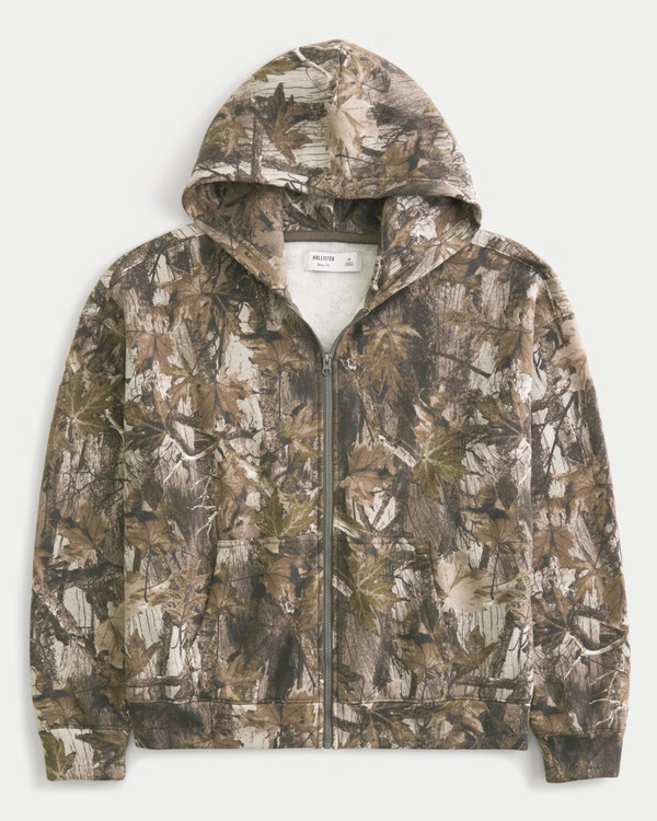 Men's Boxy Camo Zip-Up Hoodie | Men's Tops | HollisterCo.com | Hollister (US)