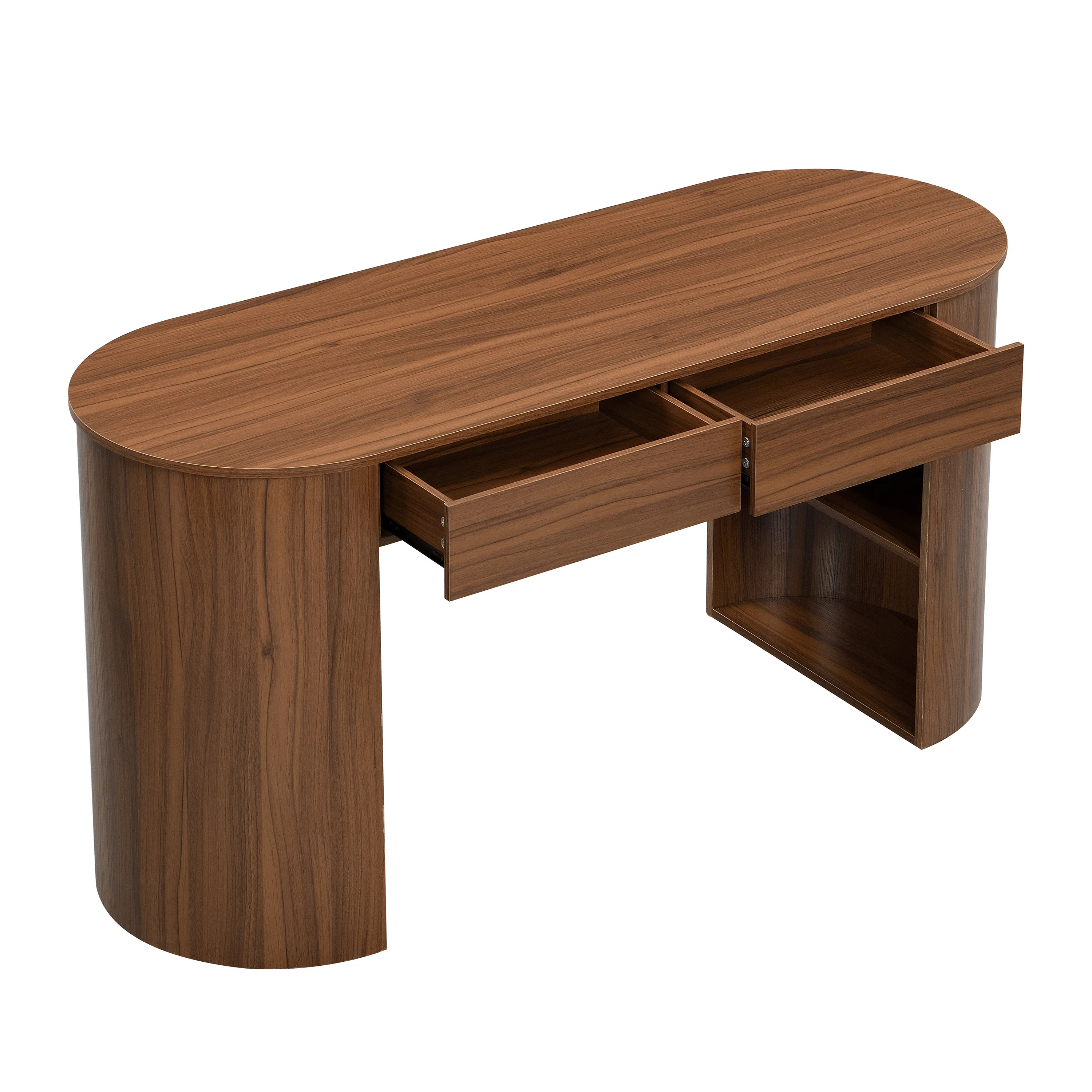 Anna Storage Writing Desk With Half-Cylinder Base & Drawers | Wayfair North America