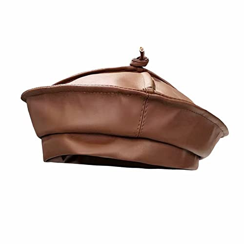 MINGSEECESS Women PU Leather French Black Beret Hat Causal Beanie Hat | Amazon (US)