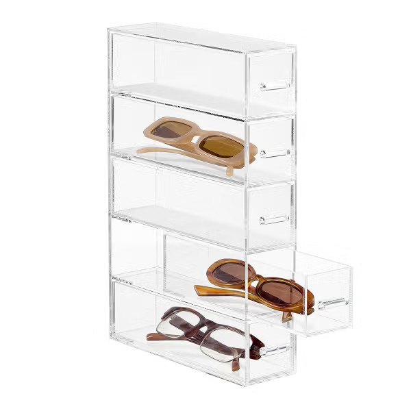 Luxe Acrylic 5-Drawer Glasses Organizer | The Container Store