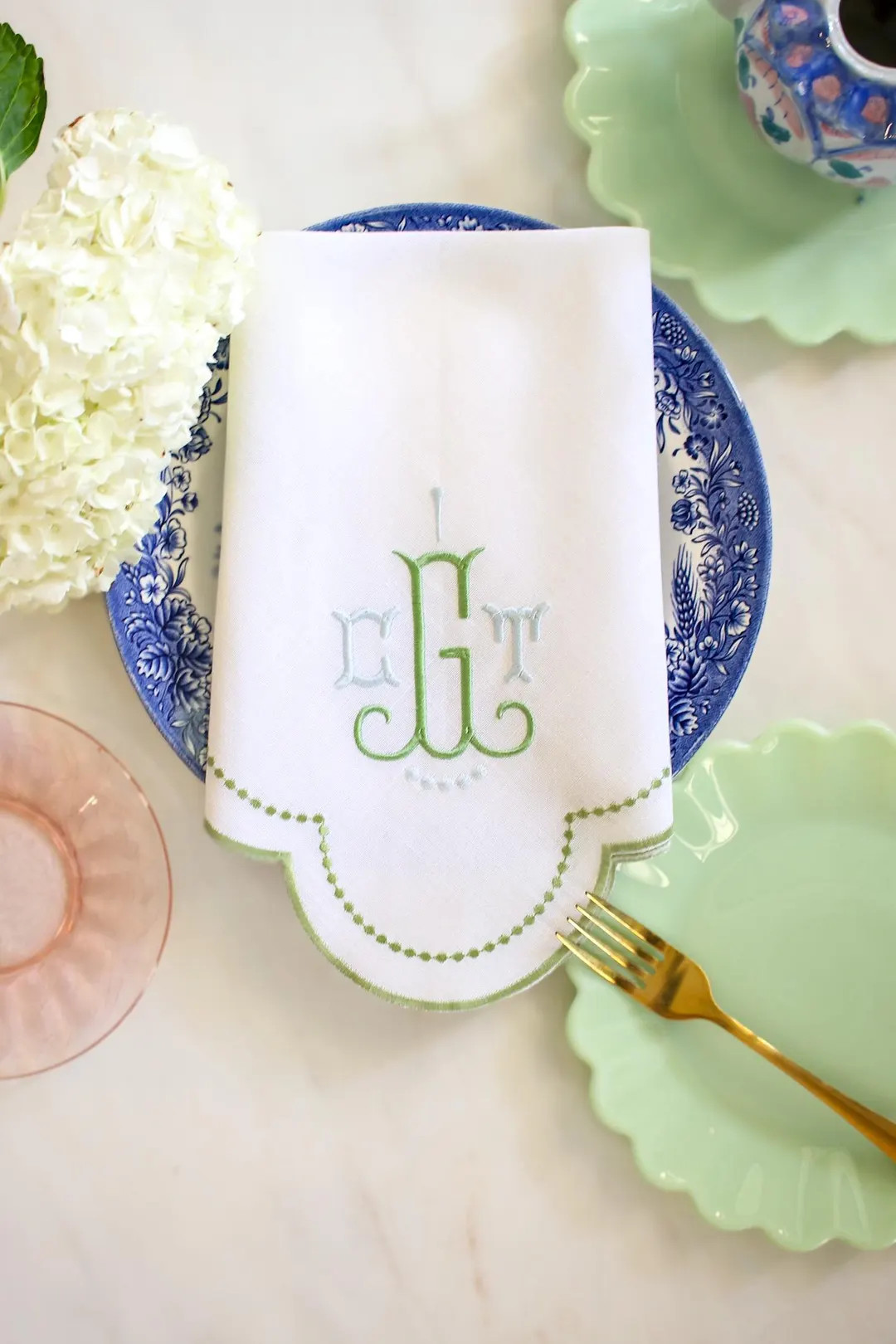 Embroidered Scalloped Dinner Napkin | Grandmillenial Home | Hostess Gifts | Housewarming Gifts | ... | Etsy (US)